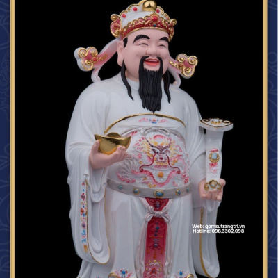 BỘ TƯỢNG PHÚC LỘC THỌ SỨ TRẮNG THỦ CÔNG